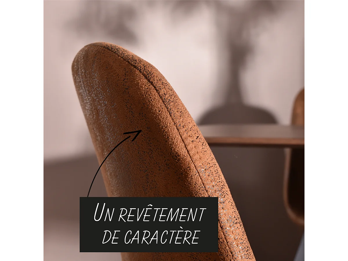 MEUBLES COSY Lot de 4 chaises de salle à manger Style Industriel Rétro pour Salon Cuisine en suédine Marron Pieds en Métal Noir