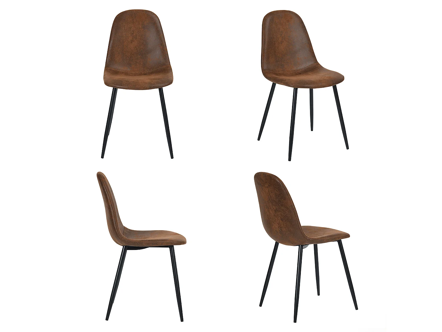 MEUBLES COSY Lot de 4 chaises de salle à manger Style Industriel Rétro pour Salon Cuisine en suédine Marron Pieds en Métal Noir