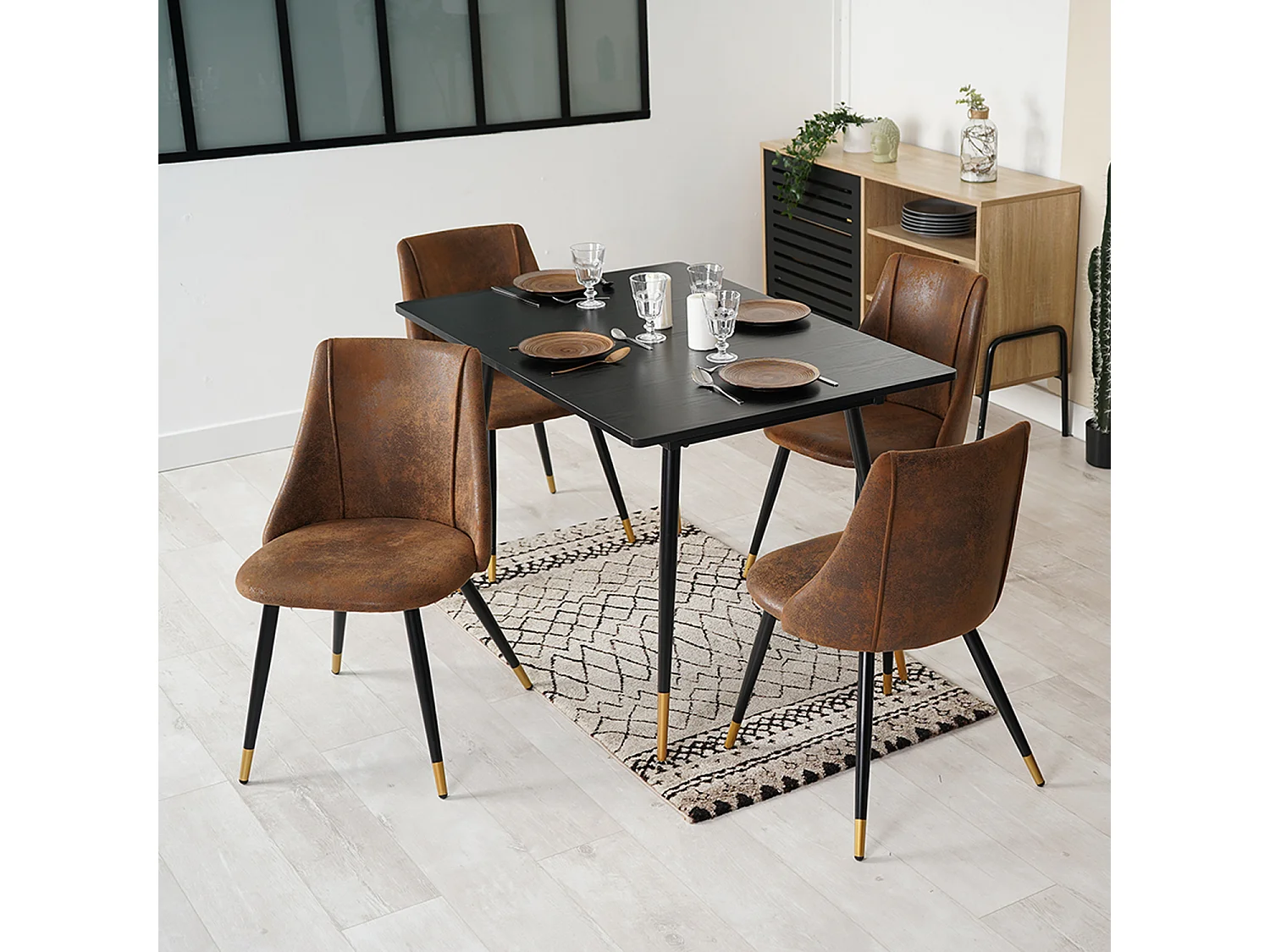 Table de Salle à Manger Extensible 4 a 6 Personnes Style Industriel Rétro, WHALEN