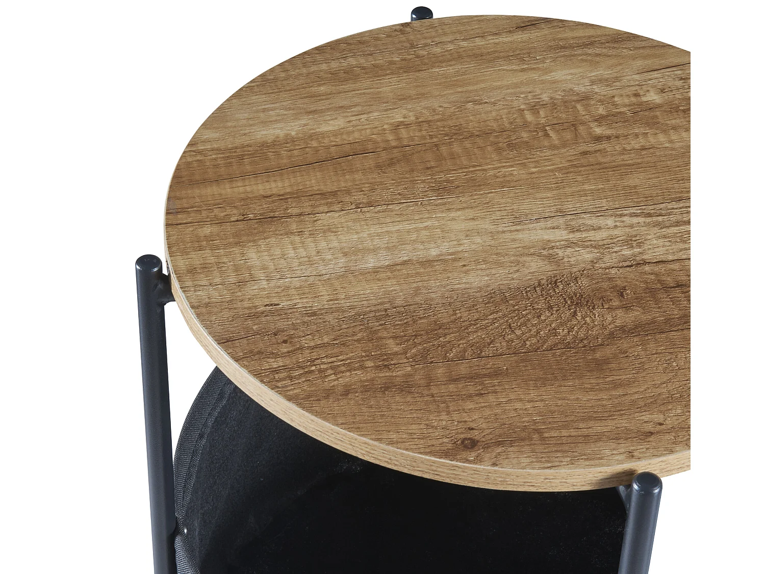 Table d'appoint Suonenjoki avec panier de rangement 59 x 47 cm noir / effet noyer / gris [en.casa]