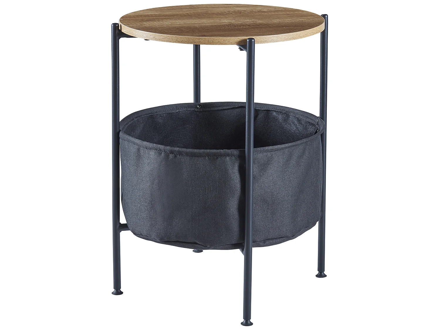 Table d'appoint Suonenjoki avec panier de rangement 59 x 47 cm noir / effet noyer / gris [en.casa]