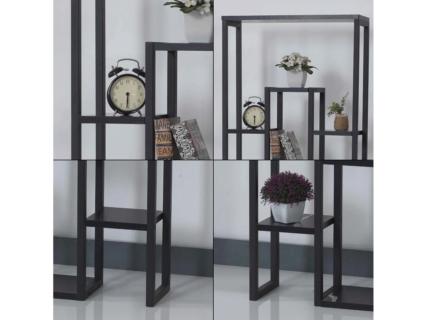 Support de plantes Blaavandshuk à 11 niveaux 150 x 60 x 19 cm marbre noir / noir [en.casa]