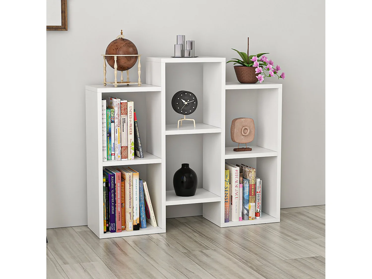 Étagère multi-usages Aabybro sur pied / murale 76 x 85 x 22 cm blanc [en.casa]