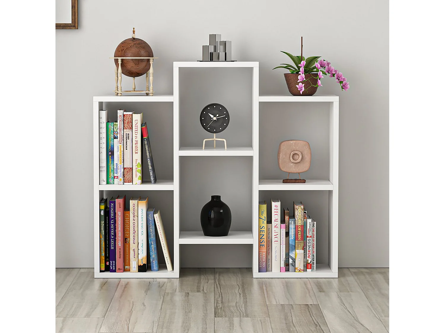 Étagère multi-usages Aabybro sur pied / murale 76 x 85 x 22 cm blanc [en.casa]