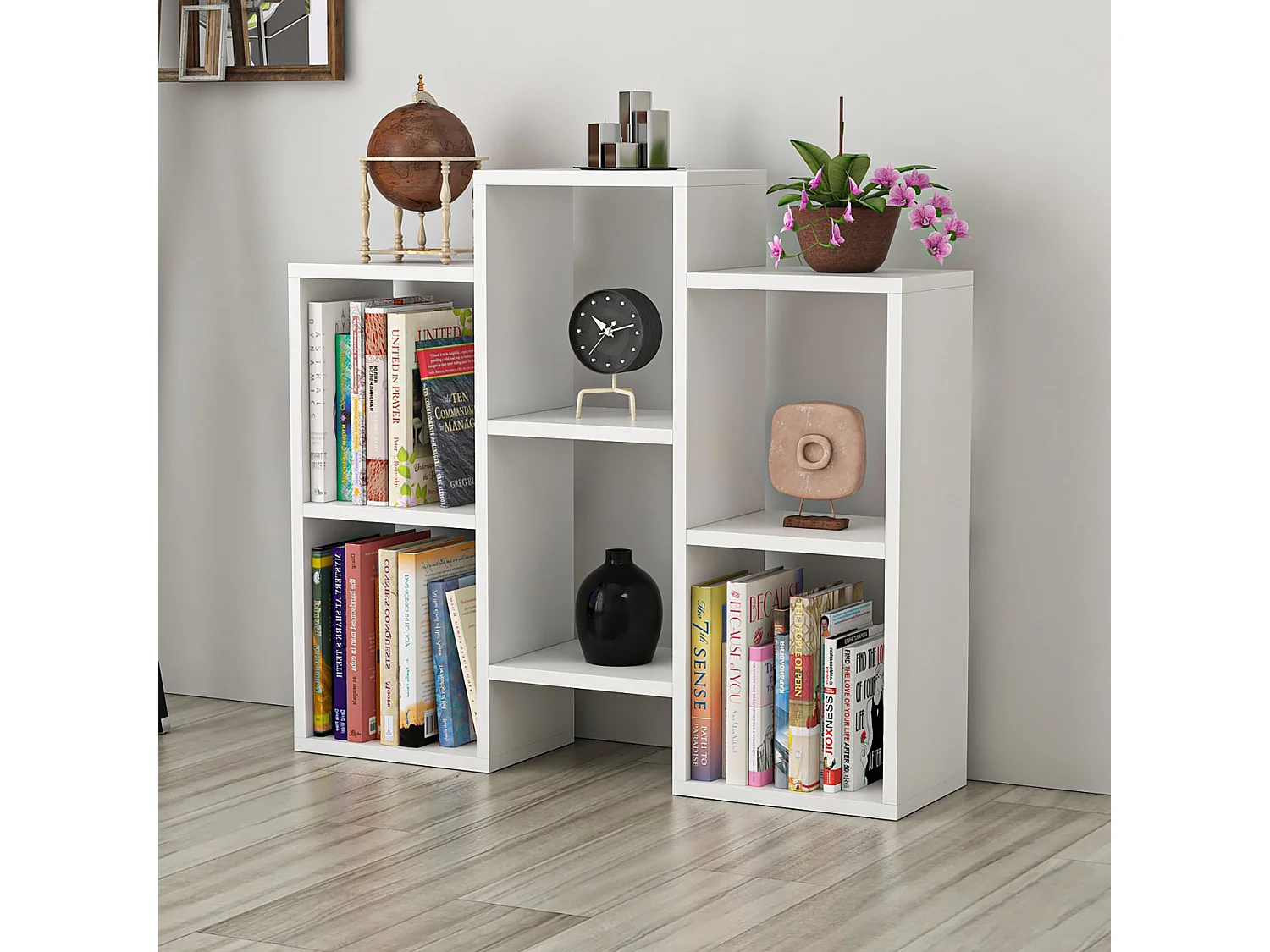 Étagère multi-usages Aabybro sur pied / murale 76 x 85 x 22 cm blanc [en.casa]