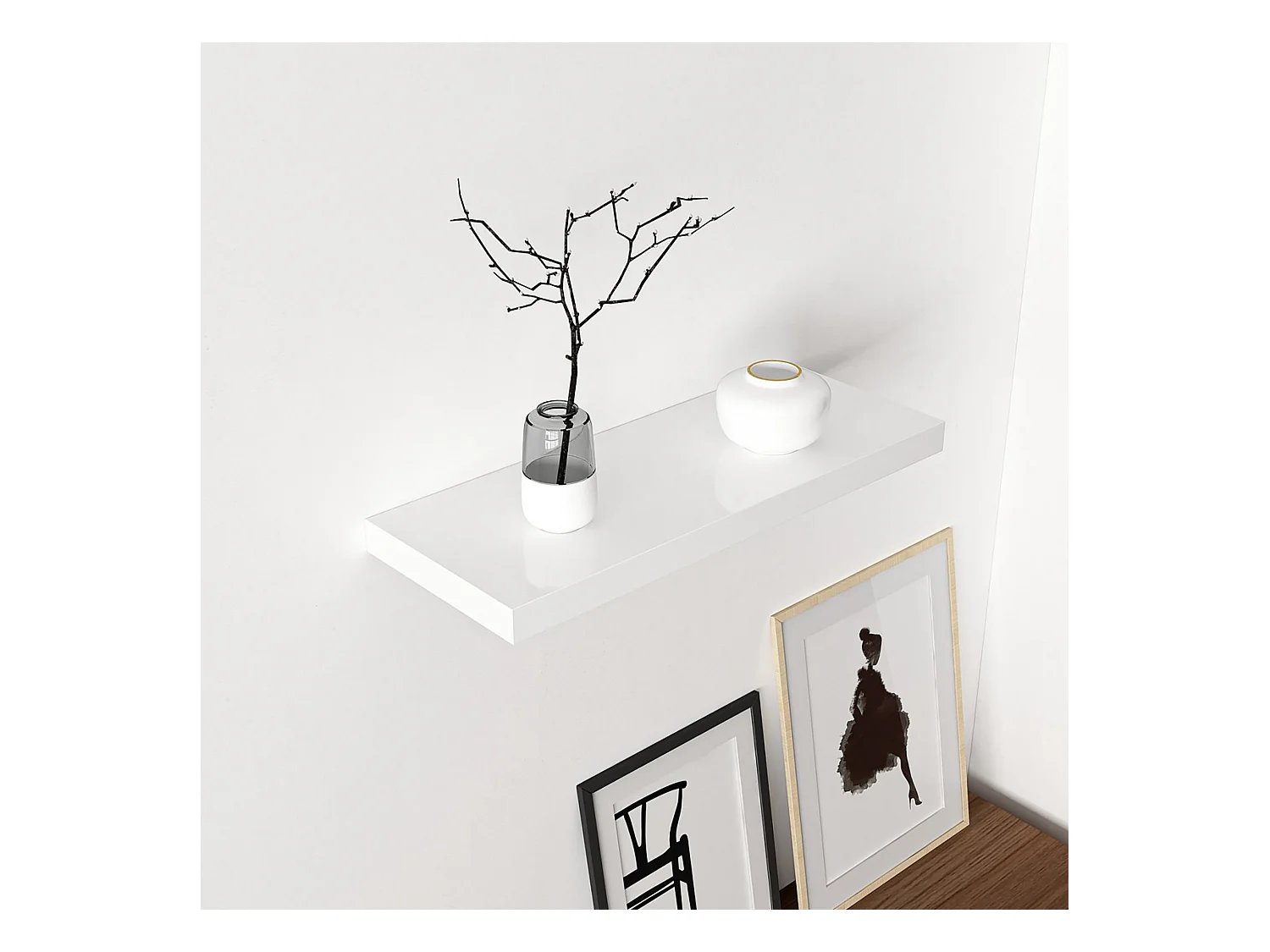 Étagère murale Bredebro 3,6 x 60 x 23 cm blanc [en.casa]