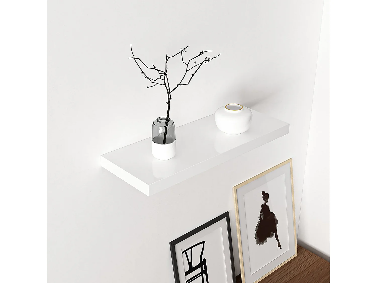 Étagère murale Bredebro 3,6 x 60 x 23 cm blanc [en.casa]