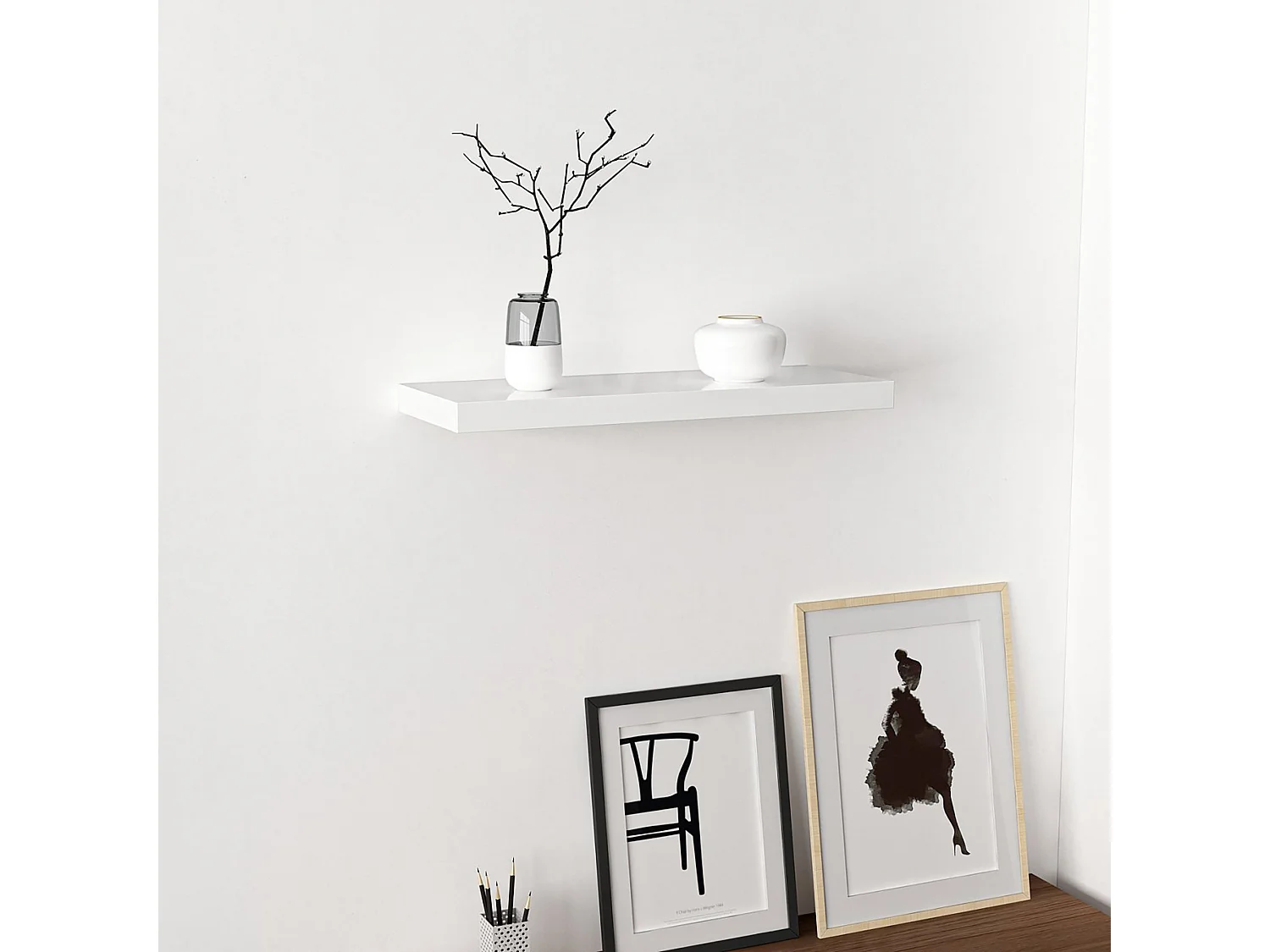 Étagère murale Bredebro 3,6 x 60 x 23 cm blanc [en.casa]