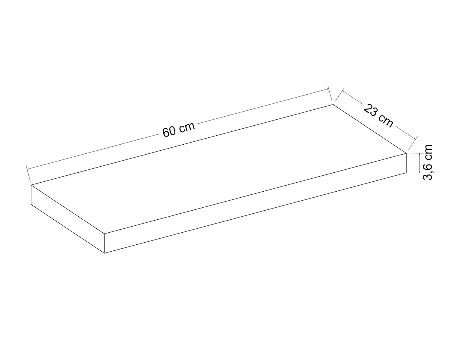 Étagère murale Bredebro 3,6 x 60 x 23 cm blanc [en.casa]