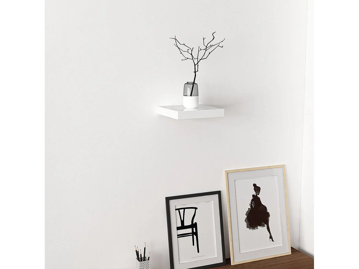 Étagère murale Bredebro carrée 3,6 x 23 x 23 cm blanc [en.casa]