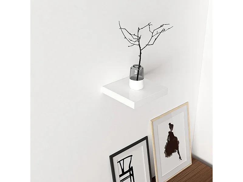 Étagère murale Bredebro carrée 3,6 x 23 x 23 cm blanc [en.casa]