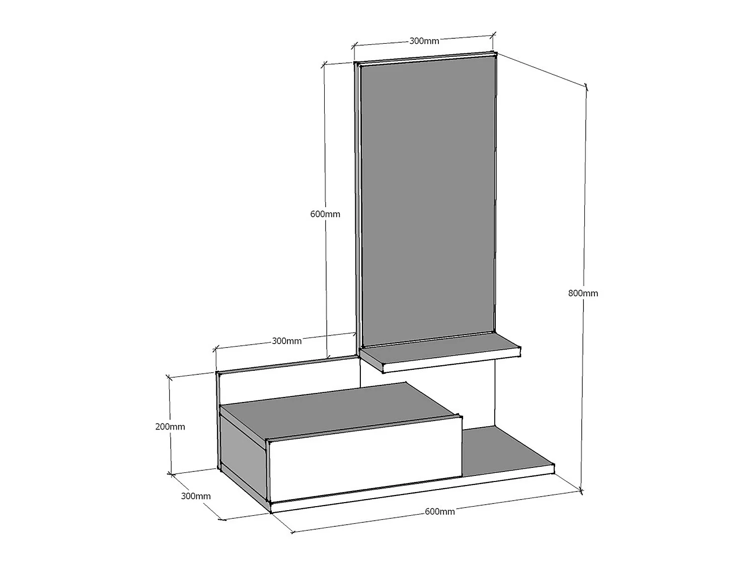 Étagère murale Gundsø pour entrée avec tiroir et miroir blanc [en.casa]