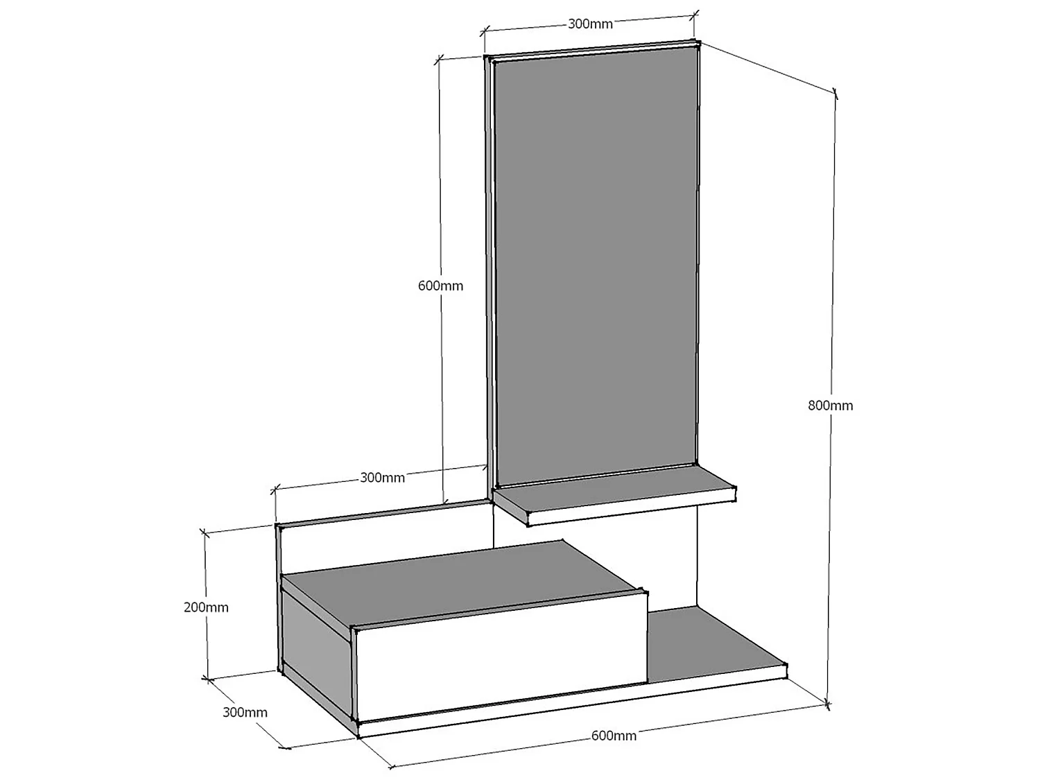 Étagère murale Gundsø pour entrée avec tiroir et miroir blanc [en.casa]