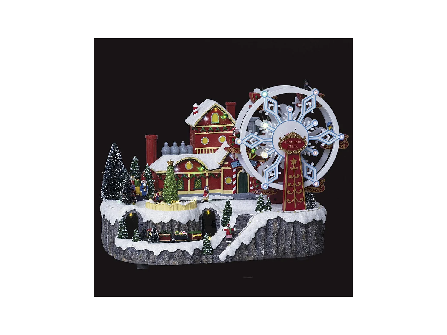 Village de Noël lumineux Roue du Père Noël animée