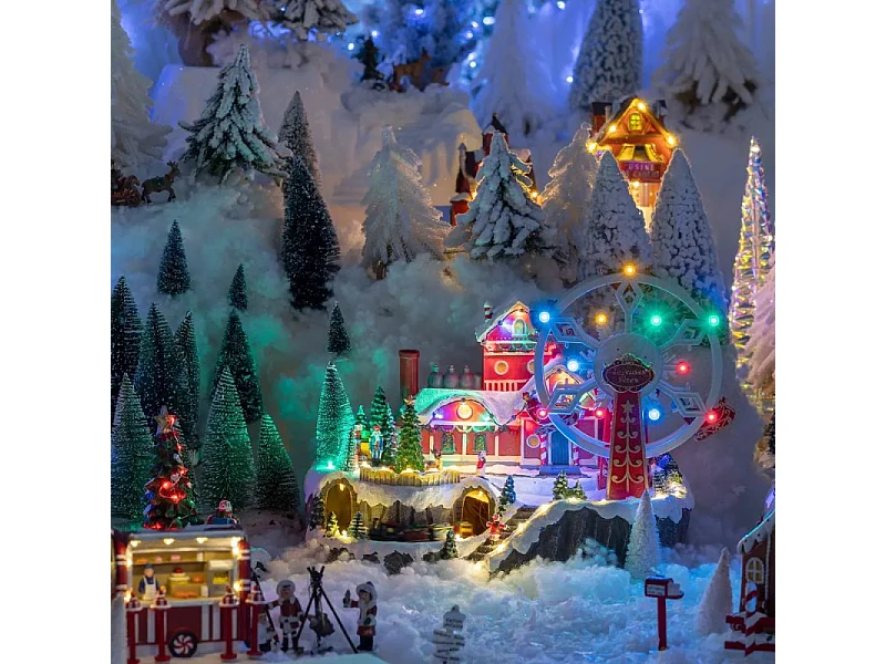 Village de Noël lumineux Roue du Père Noël animée