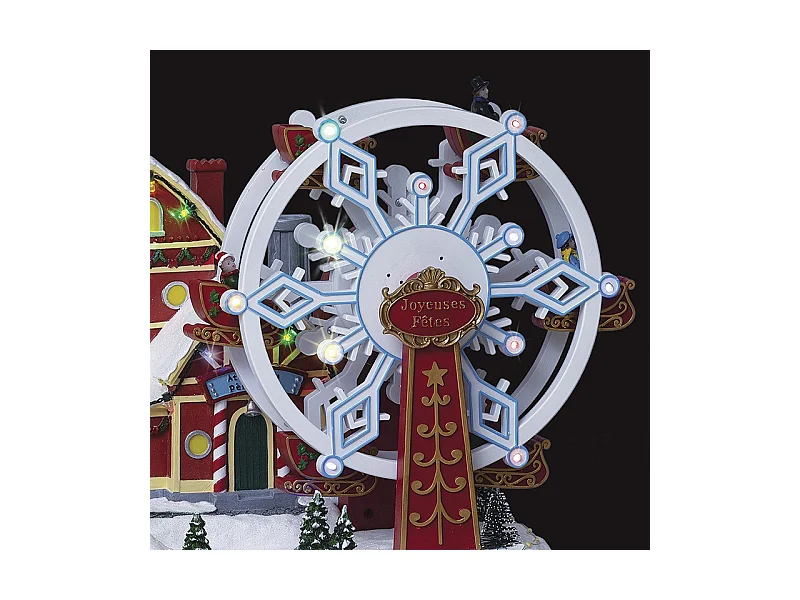 Village de Noël lumineux Roue du Père Noël animée