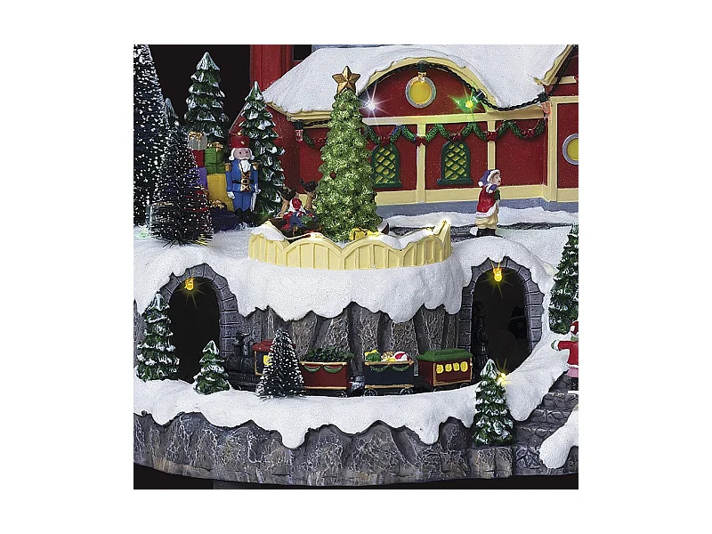 Village de Noël lumineux Roue du Père Noël animée