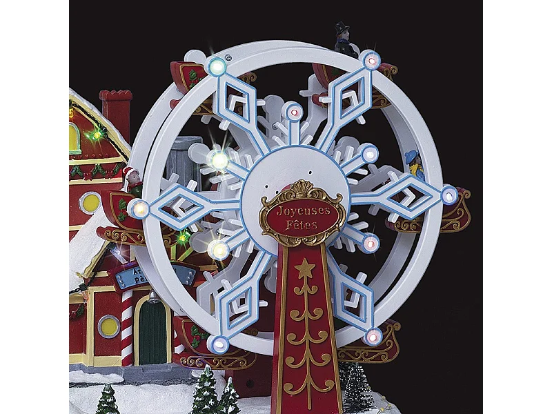 Village de Noël lumineux Roue du Père Noël animée