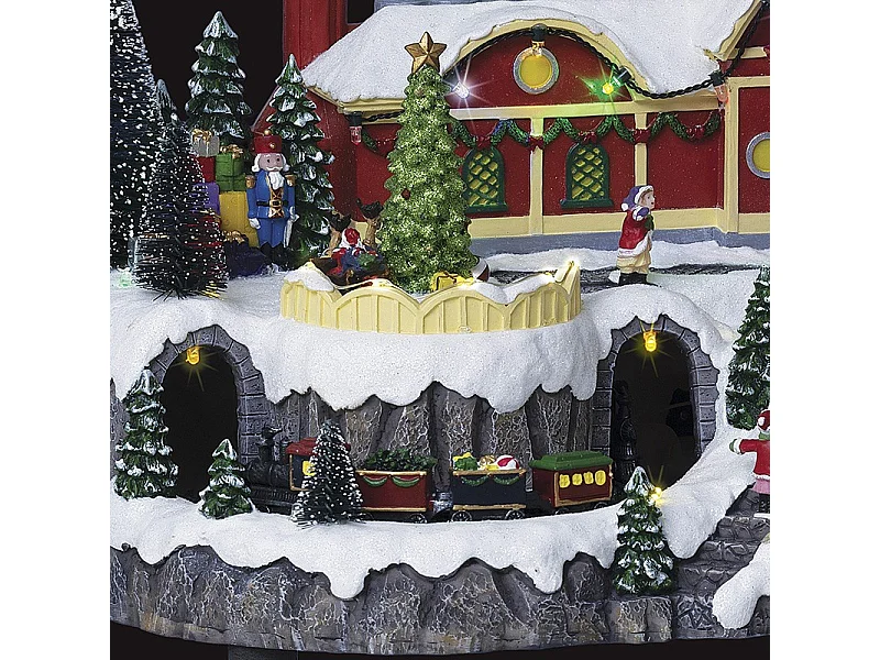 Village de Noël lumineux Roue du Père Noël animée