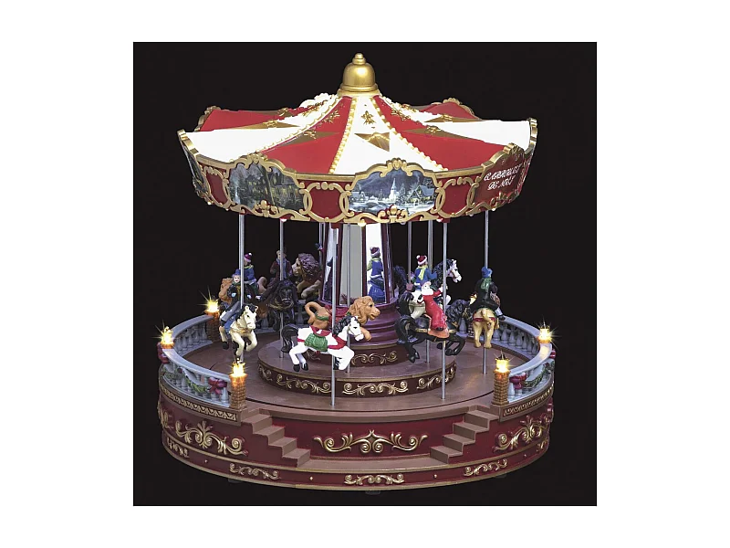 Village de Noël lumineux et musical Grand Carrousel animé