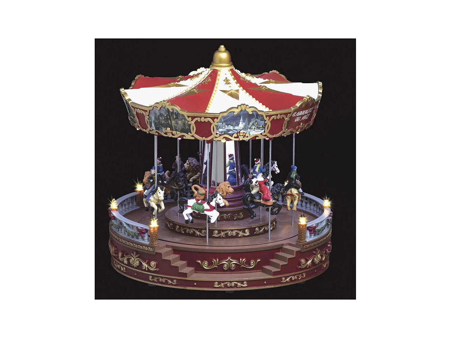 Village de Noël lumineux et musical Grand Carrousel animé