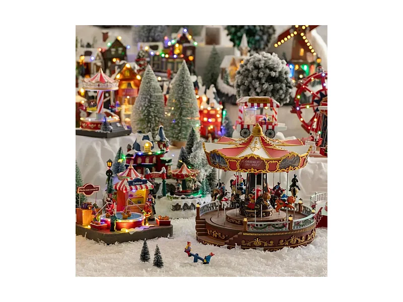 Village de Noël lumineux et musical Grand Carrousel animé