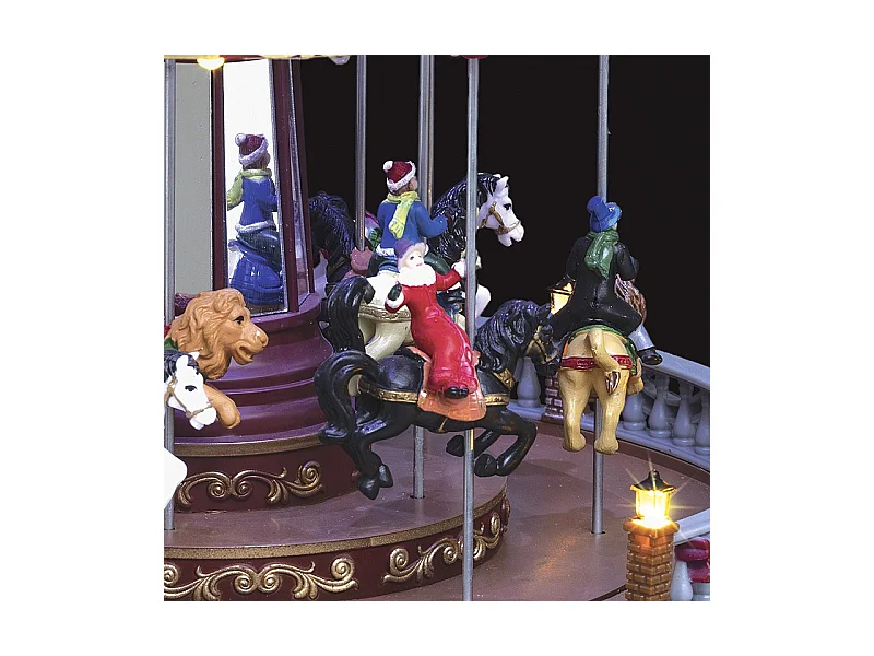 Village de Noël lumineux et musical Grand Carrousel animé