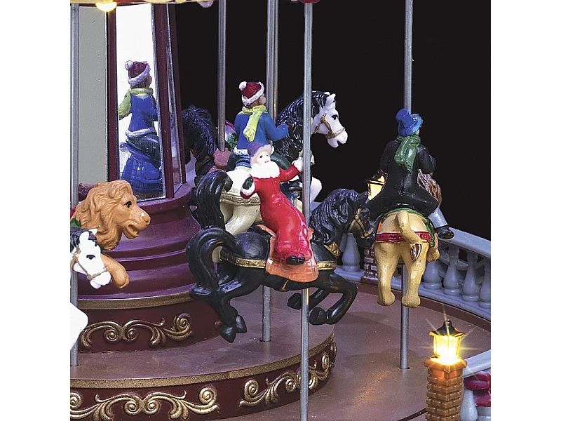 Village de Noël lumineux et musical Grand Carrousel animé