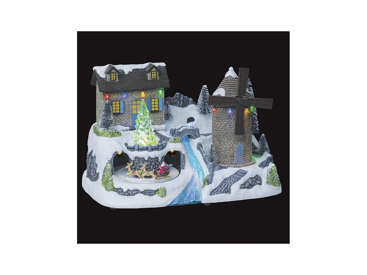 Village de Noël lumineux et musical Moulin à vent animé