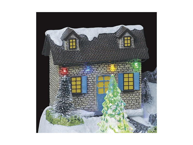 Village de Noël lumineux et musical Moulin à vent animé