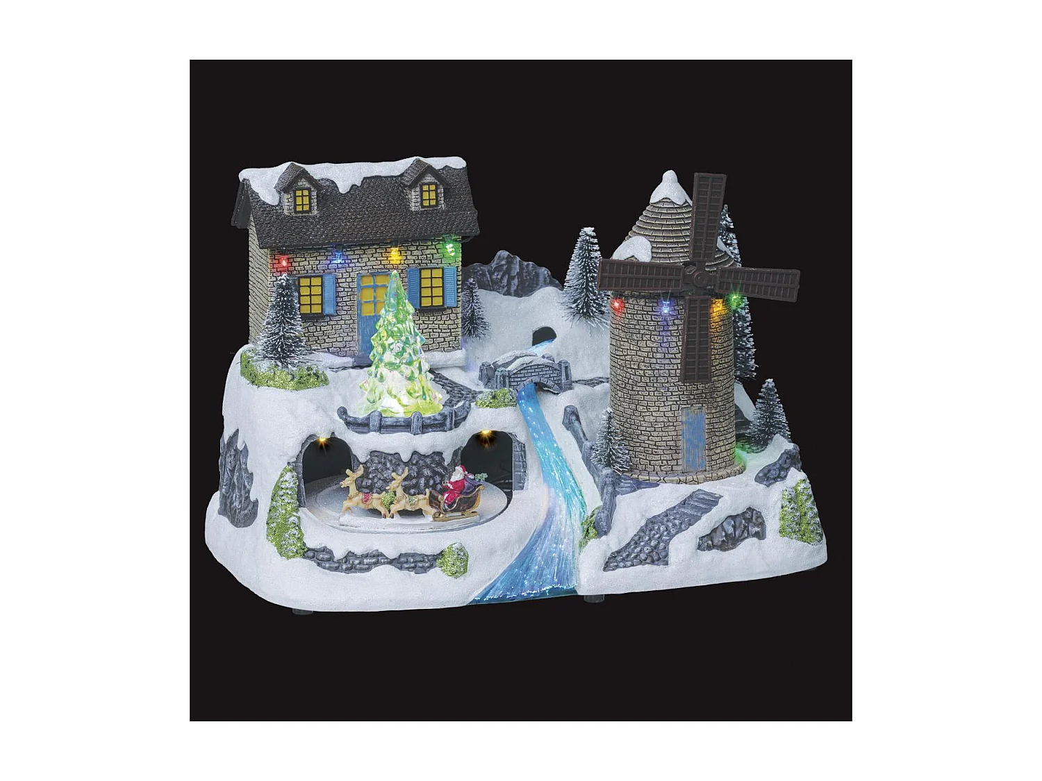 Village de Noël lumineux et musical Moulin à vent animé
