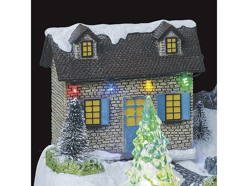 Village de Noël lumineux et musical Moulin à vent animé