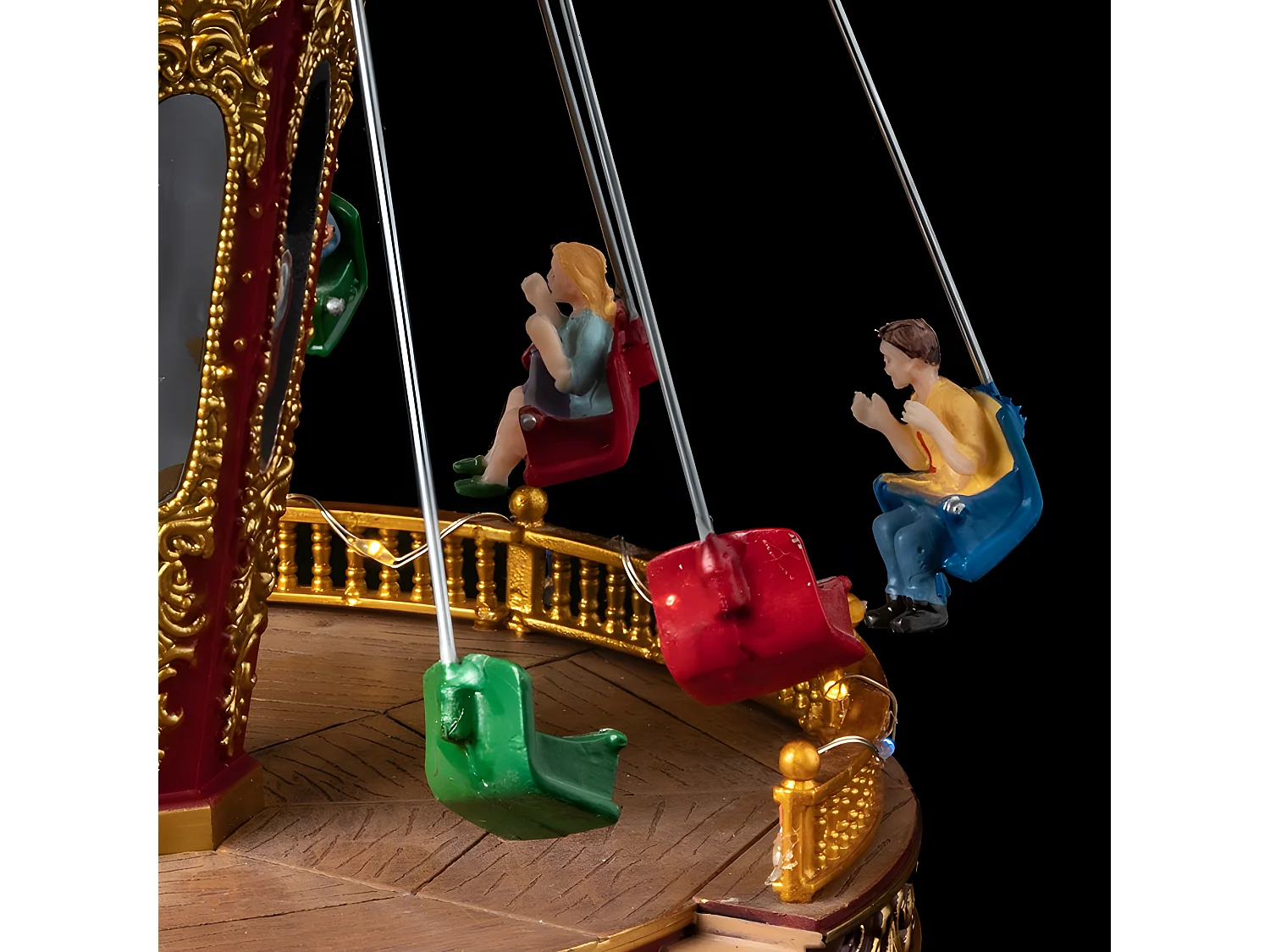 Village de Noël lumineux et musical Carrousel de chaises volantes animé