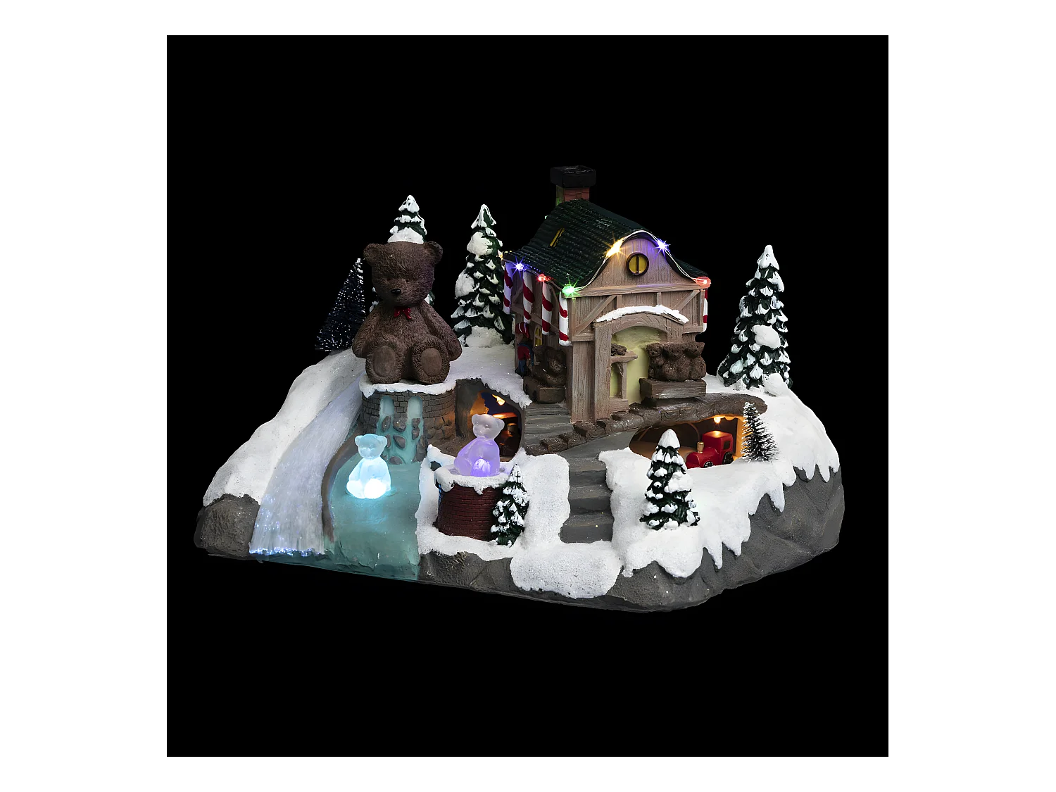 Village de Noël lumineux et animé Usine d'ourson du Père Noël