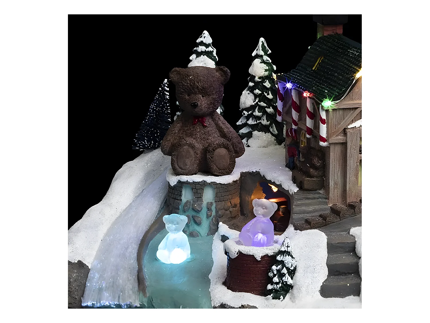 Village de Noël lumineux et animé Usine d'ourson du Père Noël