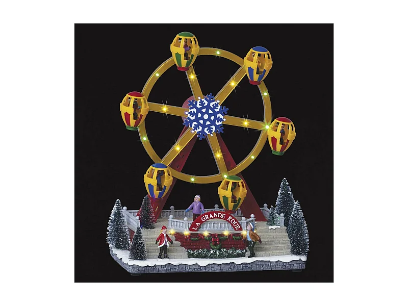 Village de Noël lumineux et musical Grand Roue animée