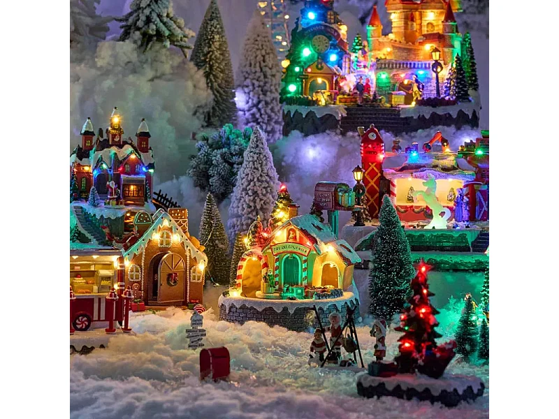 Village de Noël lumineux et animé Bureau de Poste du Père Noël