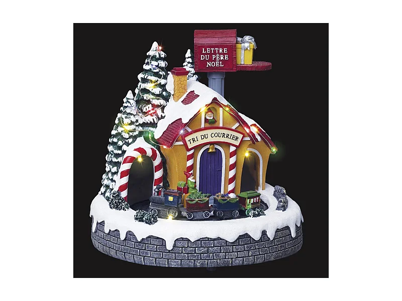 Village de Noël lumineux et animé Bureau de Poste du Père Noël