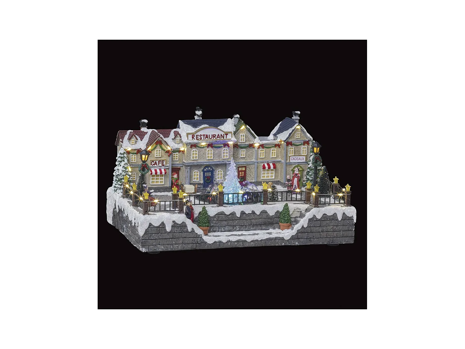 Village de Noël lumineux et animé Fontaine à eau du centre ville