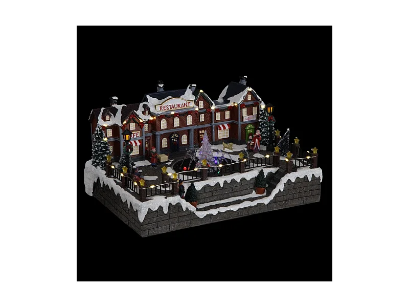 Village de Noël lumineux et animé Fontaine à eau du centre ville