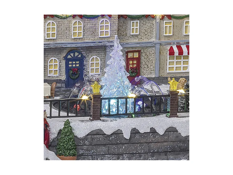 Village de Noël lumineux et animé Fontaine à eau du centre ville
