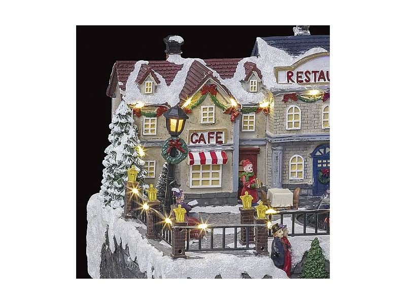 Village de Noël lumineux et animé Fontaine à eau du centre ville