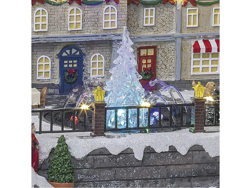 Village de Noël lumineux et animé Fontaine à eau du centre ville