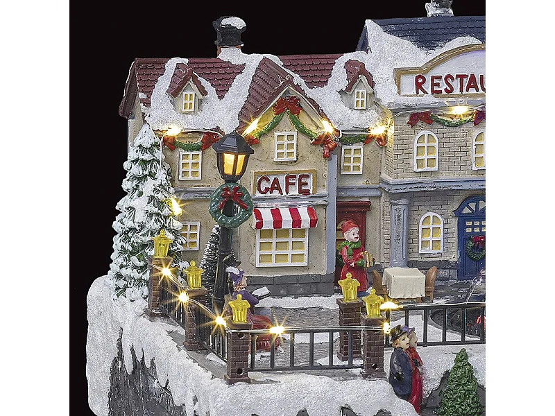 Village de Noël lumineux et animé Fontaine à eau du centre ville