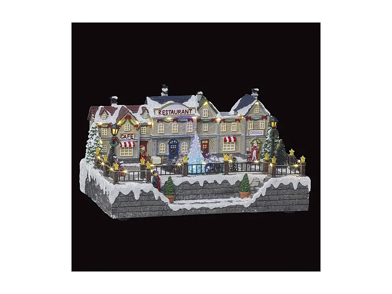 Village de Noël lumineux et animé Fontaine à eau du centre ville