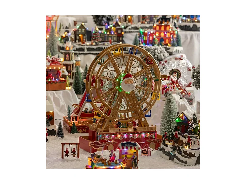 Village de Noël lumineux et musical Grand Roue animée et clignotante