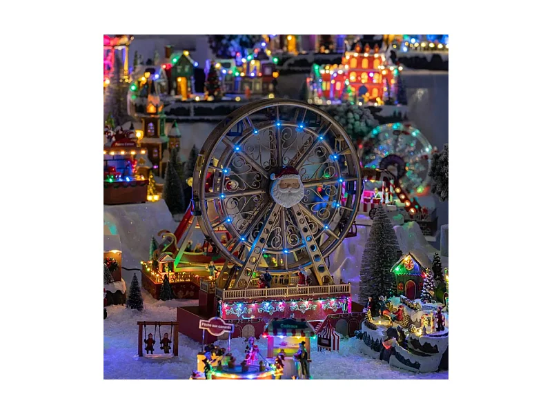 Village de Noël lumineux et musical Grand Roue animée et clignotante