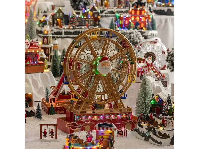 Village de Noël lumineux et musical Grand Roue animée et clignotante