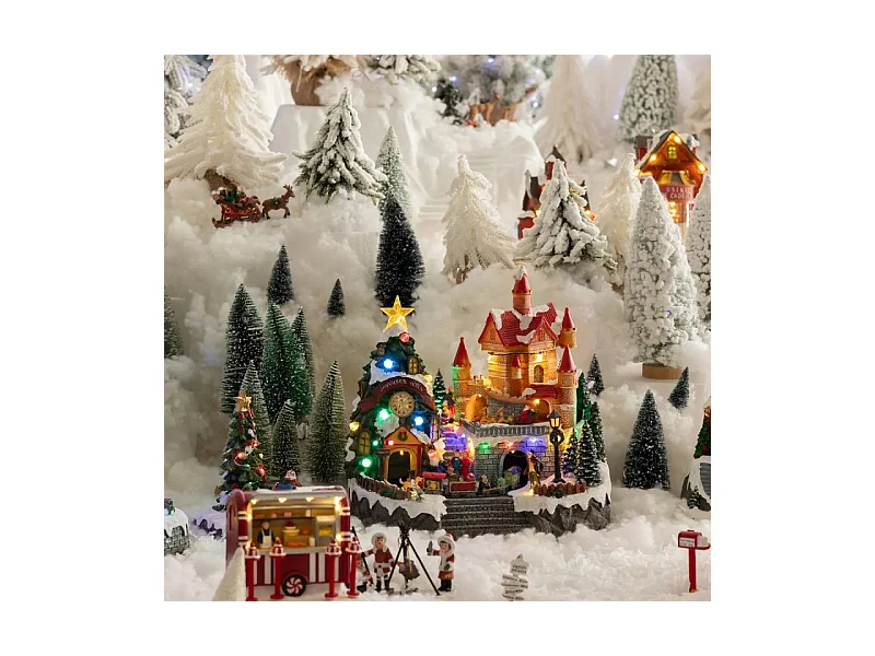 Village de Noël lumineux, animé et musical Chateau Manoir du Père Noël et ses animations