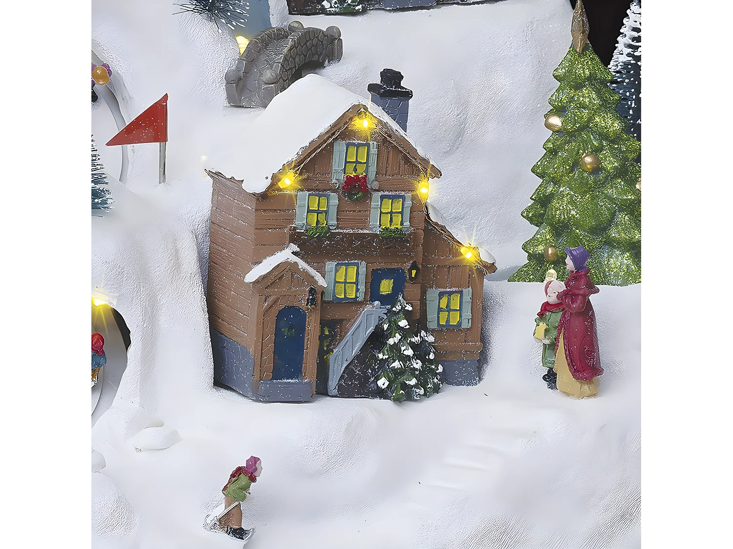 Village de Noël lumineux et musical Piste de Ski animée